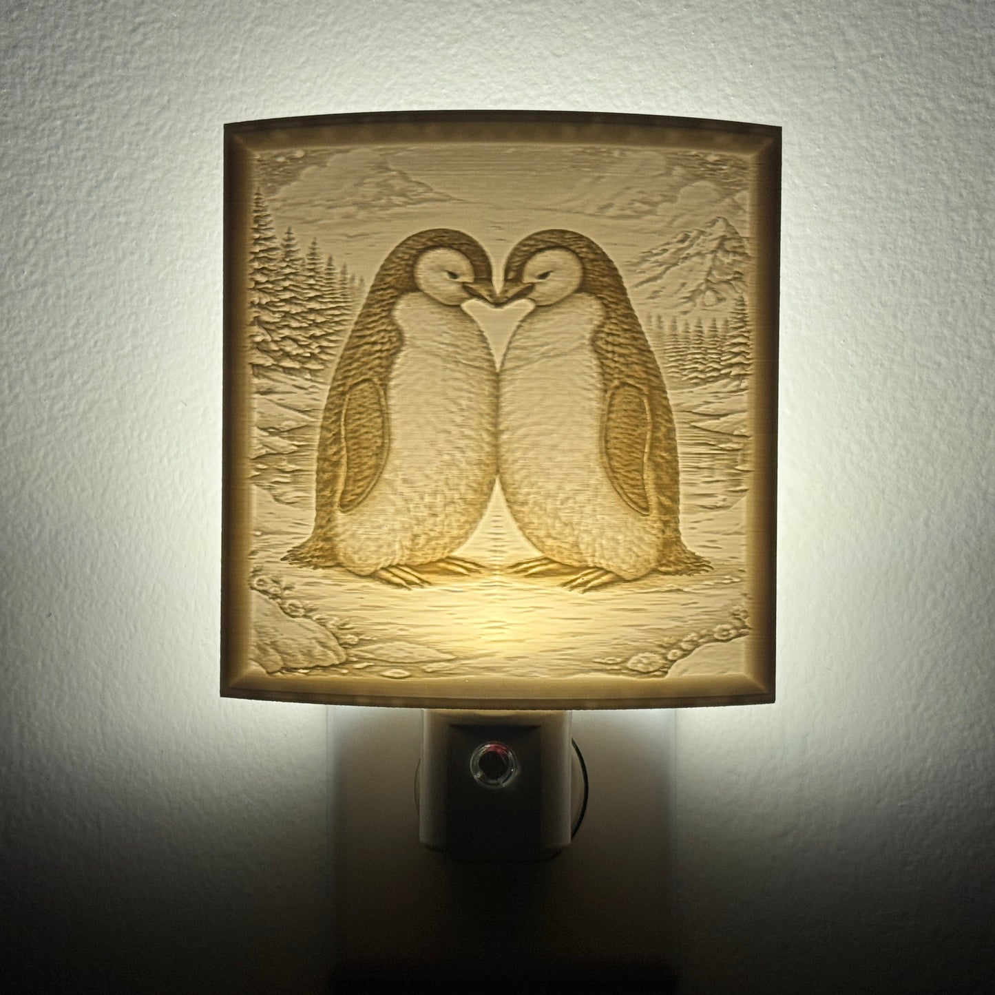 Penguins in Mountain Snow Nightlight
