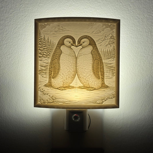 Penguins in Mountain Snow Nightlight
